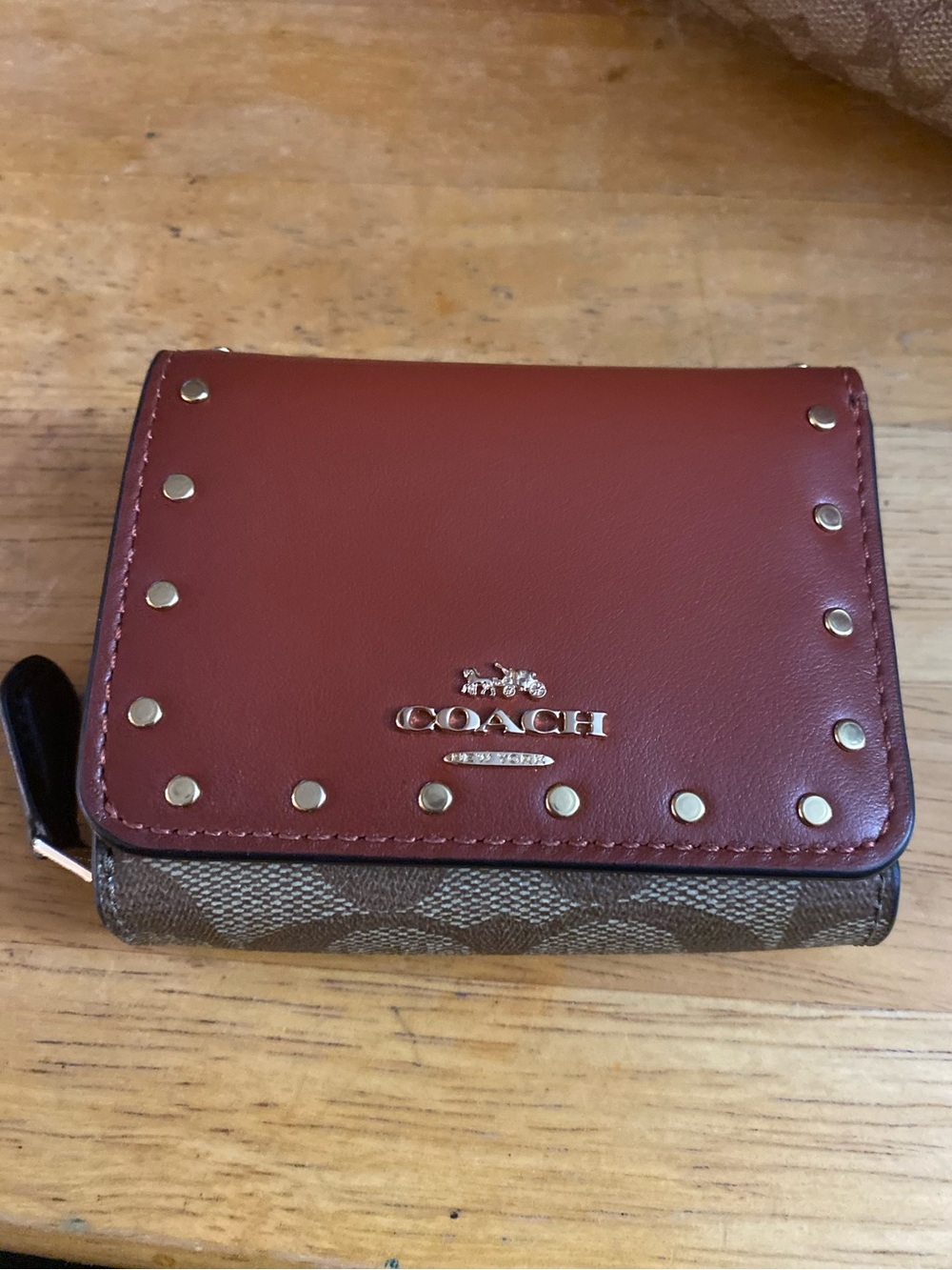 New Coach Small Trifold Wallet in Colorblock Signature Canvas